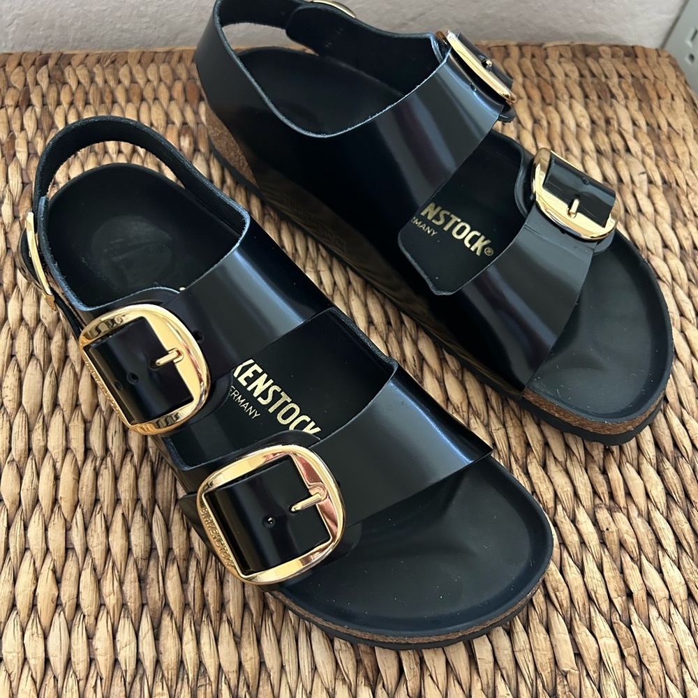 Milano Big Gold Buckle - High Shine Black